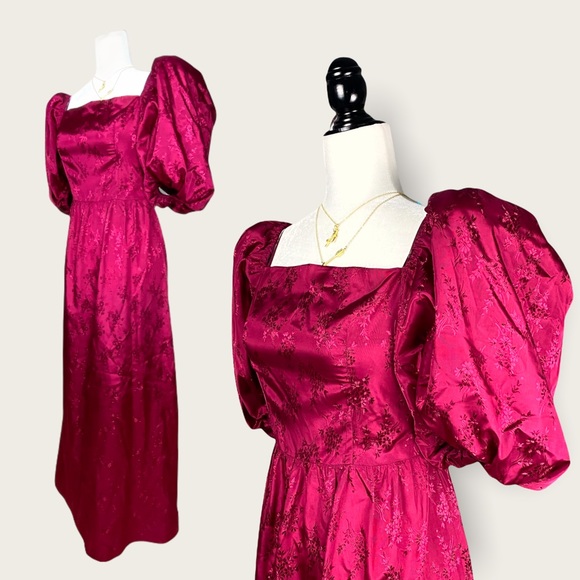 Vintage 80’s House of Nu-Mode Puff Jacquard Gown - Picture 2 of 16